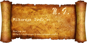 Mikonya Iván névjegykártya